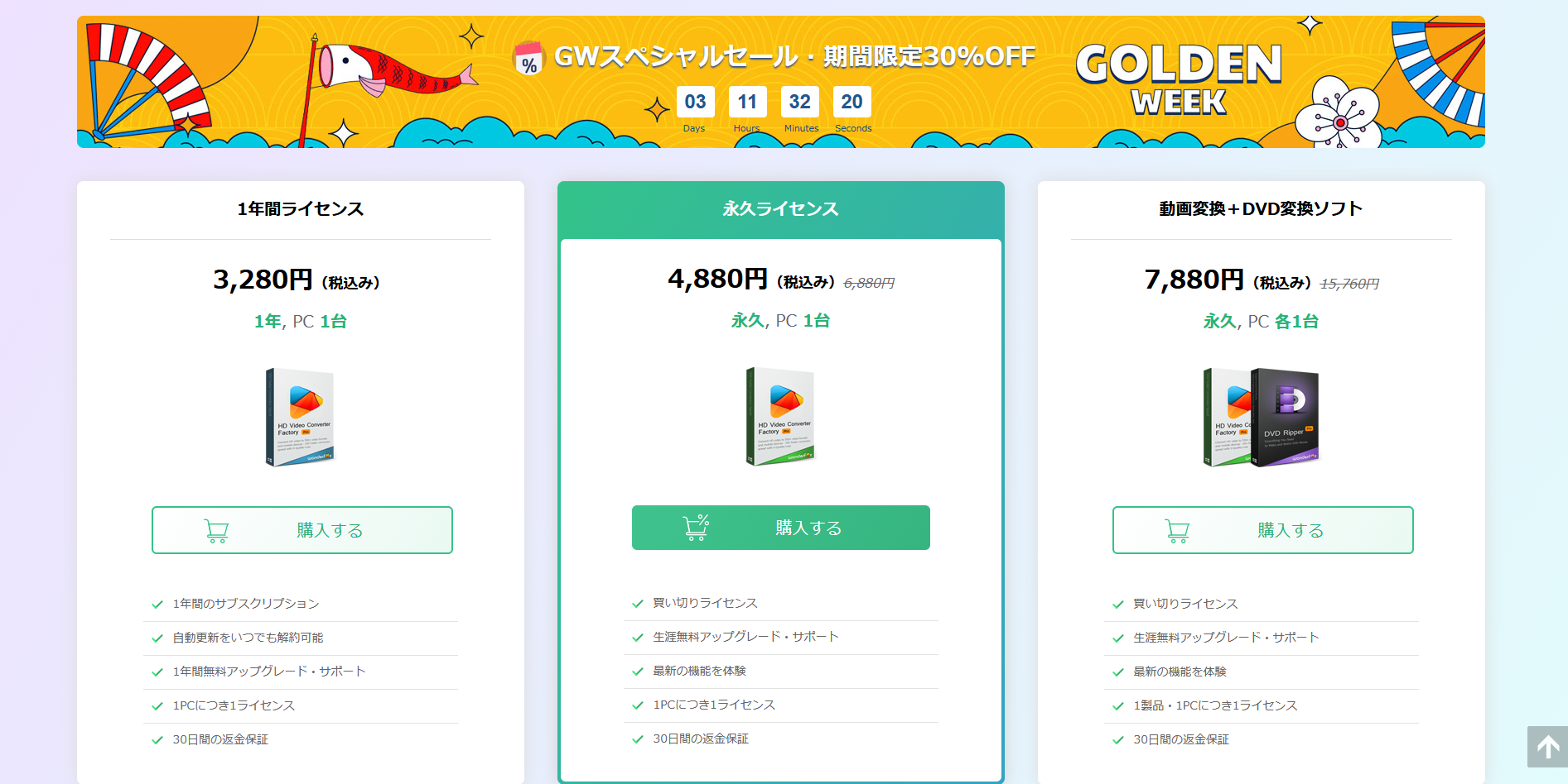 3種類のプラン